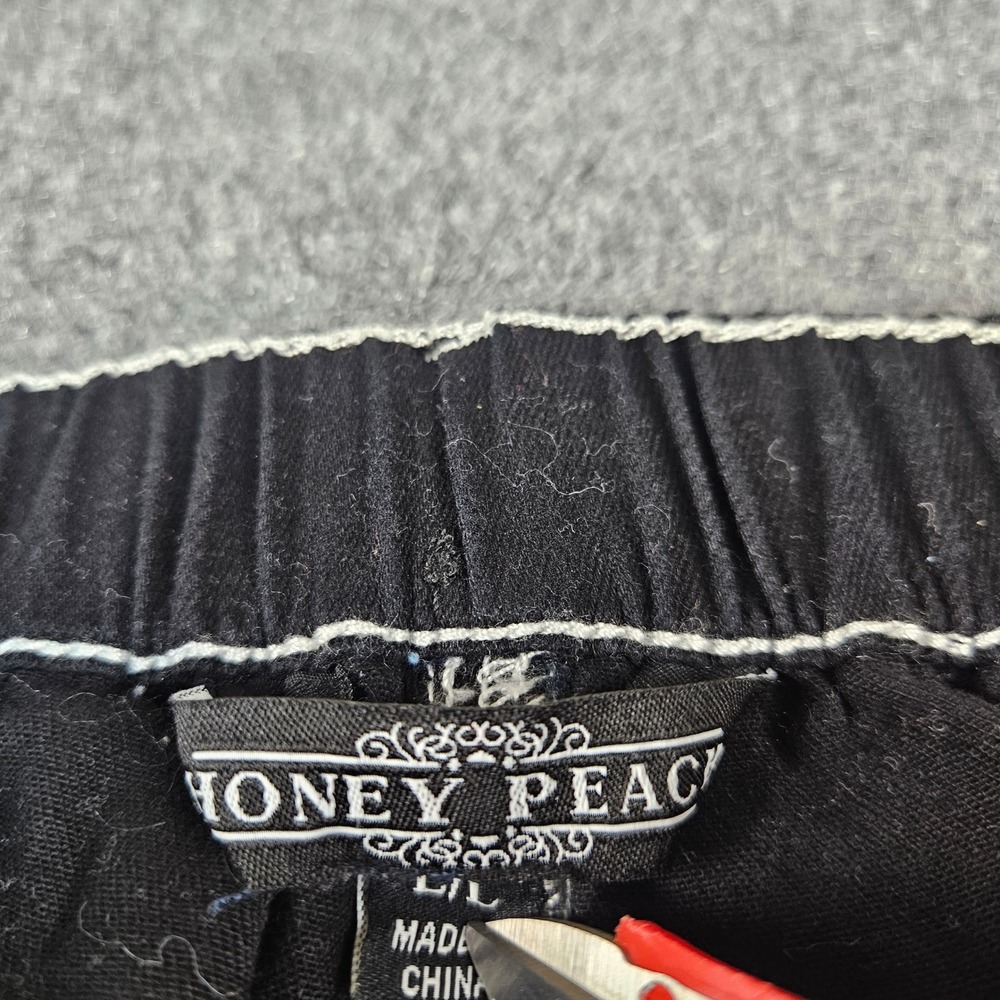 Honey Peach Black Contrast Stitch Cargo Pants Wide Leg High Rise Large - Picture 9 of 11